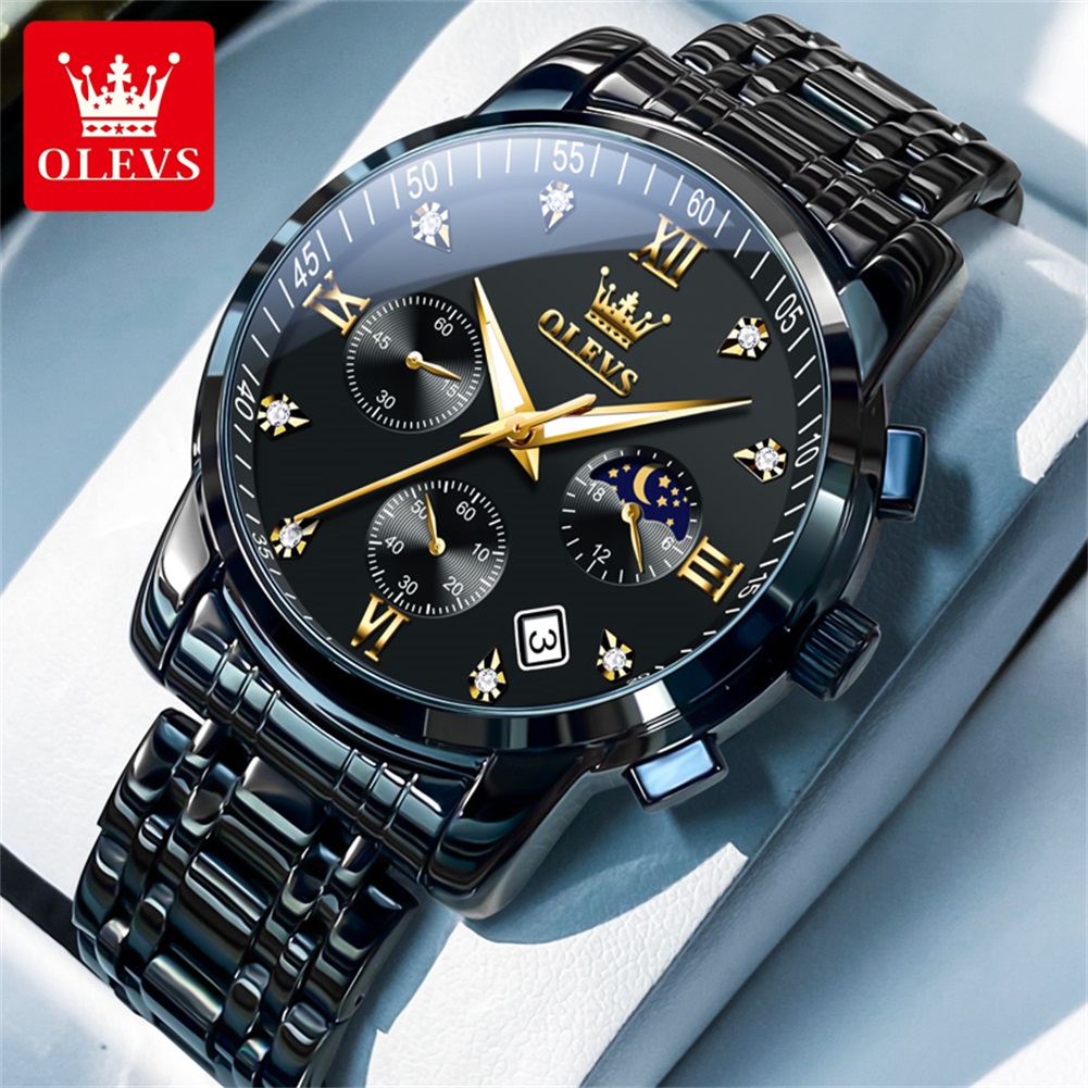 Analog Quartz Watch - OLEVS Популярные мужские часы из нержавеющей