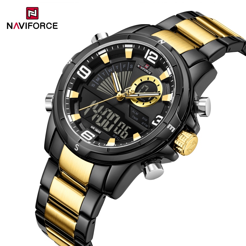 Analog Quartz Watch - Мужские часы NAVIFORCE с двойным дисплеем,