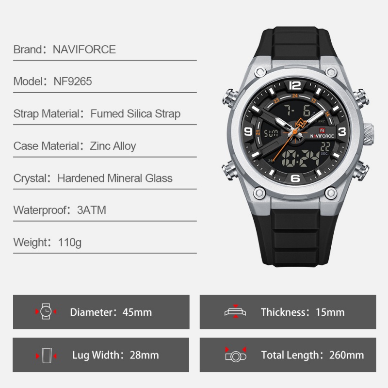 Мужские часы NAVIFORCE с двойн – обзор и цена Analog Quartz Watch